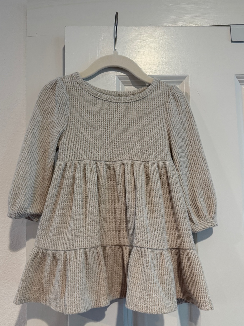Toddler Girls' Tiered Cozy Waffle Long Sleeve Dress